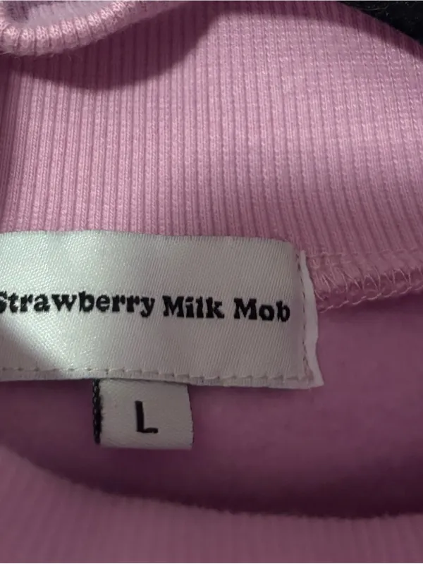 Strawberry Milk Mob Cropped Turtleneck Sweatshirt - Image 2