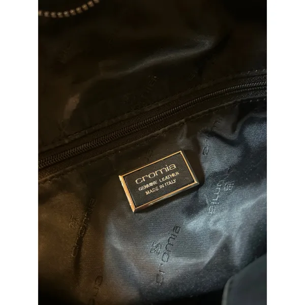 CROMIA Italian Leather Shoulder Bag Black Silver Hardare LUXURY Purse - Image 5