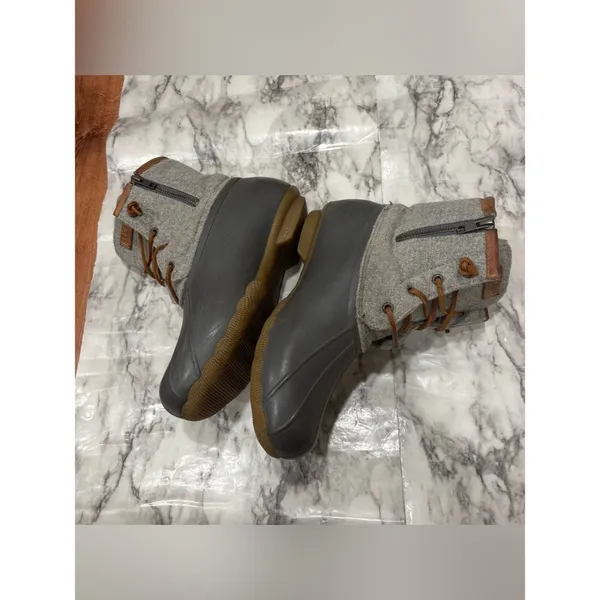 Sperry Saltwater Top-sided wool boot lace up grey gray size 10 winter rain - Image 4