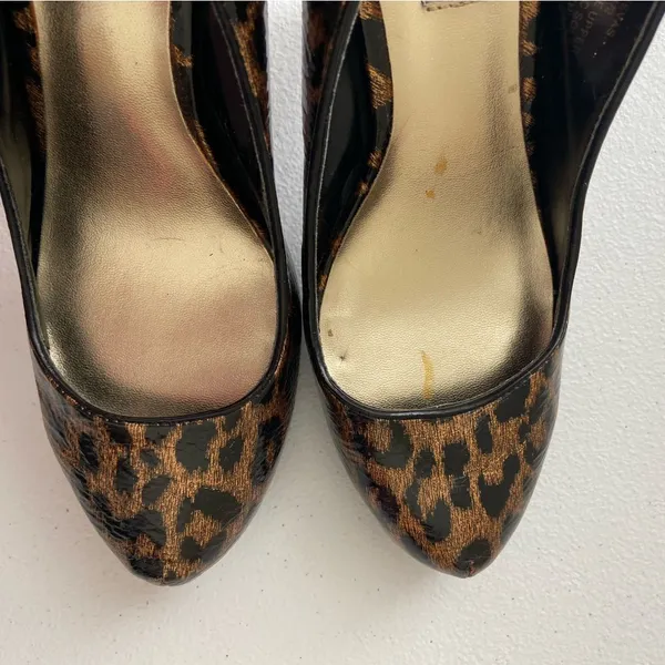 Steve Madden women’s Mevas glossy leopard‎ print bow sling back pumps heels 8.5 - Image 6