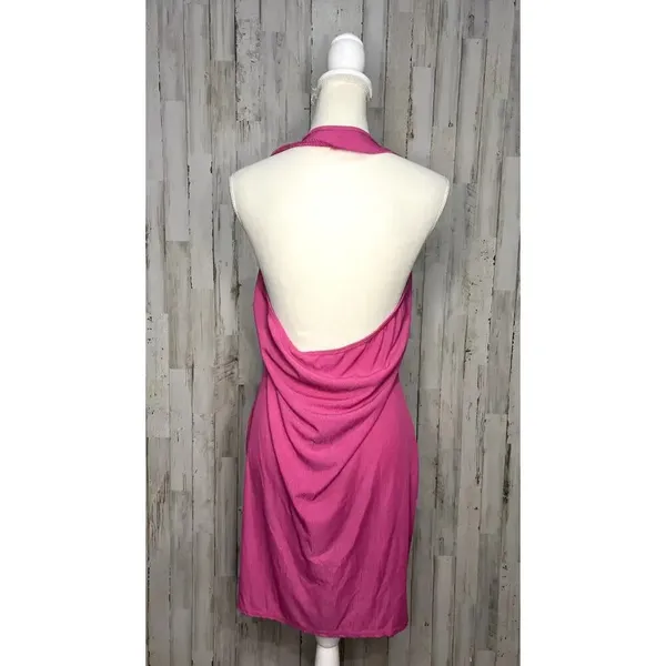 NWT‎ PrettyLittleThing Women's 14 Pink Triple Cut Out Halterneck Bodycon Dress - Image 9