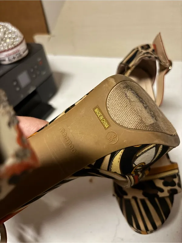 BAMBOO Animal Print Platform Heels with Red Accents - Image 5