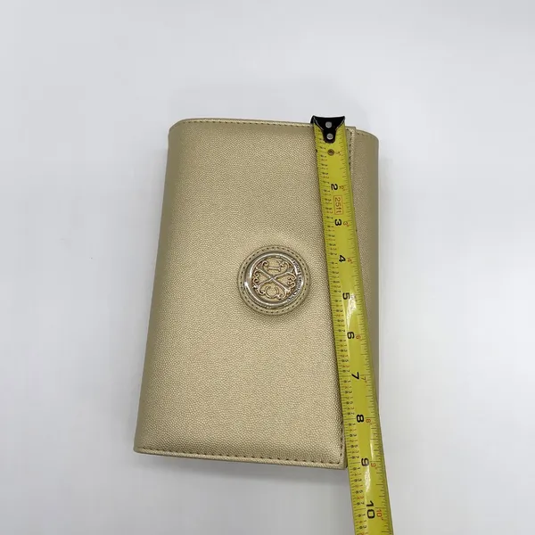 CXL by Christian Lacroix Paris Caviar Clutch Gold Metallic Minimal Glam‎ Chic - Image 9