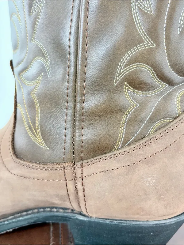 Laredo Two-Tone Brown Suede & Leather Cowboy Boots - Image 6