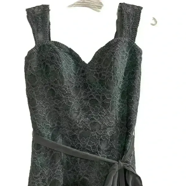 Mori‎ Lee Dark Gray Lace Evening Gown Size 10 Sleeveless V-Neck Short Dress - Image 16