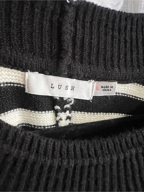 Lush Black and white Striped Crewneck Sweater - Image 3