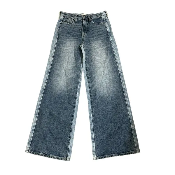 Pacsun Blue Baggy Fit Wide Leg Two Tone Jeans(Size 24) - Image 4