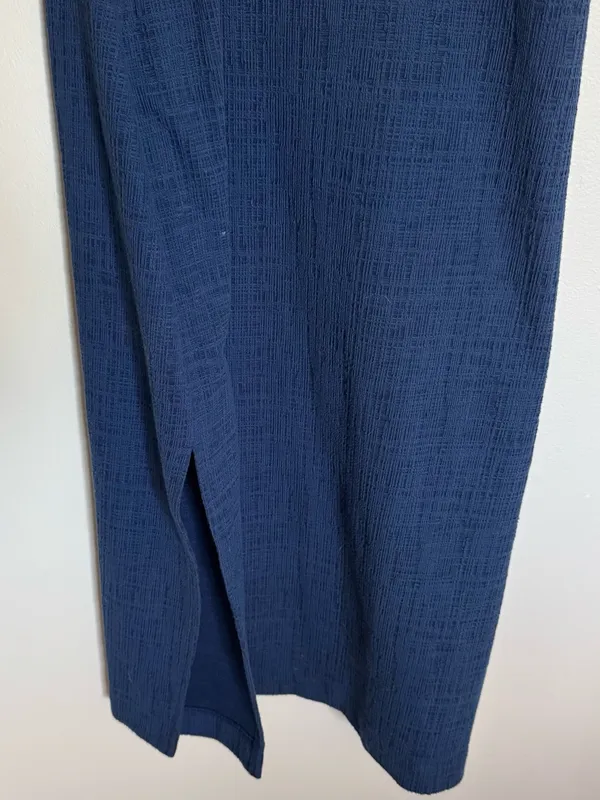 Madewell Blue Navy Indigo Knit Texture Knee-Length Midi Apron Cami Dress Size M - Image 5