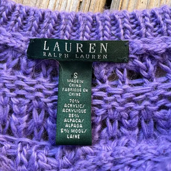 Lauren Ralph Lauren Women's Purple Open Knit Sweater Size S - Image 5