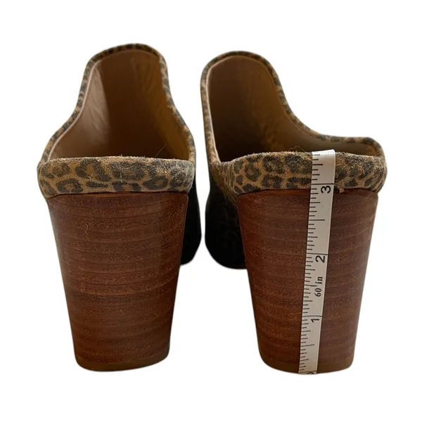 ABLE Tan/Black Leopard Print Heeled Pointed Toe Slip On Mules Shoes - Size 8.5 - Image 7