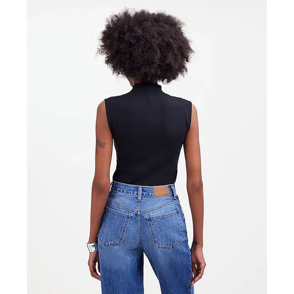 Madewell Funnelneck Cropped Muscle Tee True black M NWT - Image 3