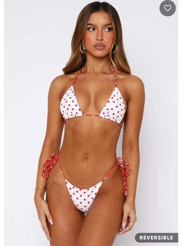 NWT White Fox Avoca Reversible Bikini Top – White/Red Polka Dot –Size XS - Image 3