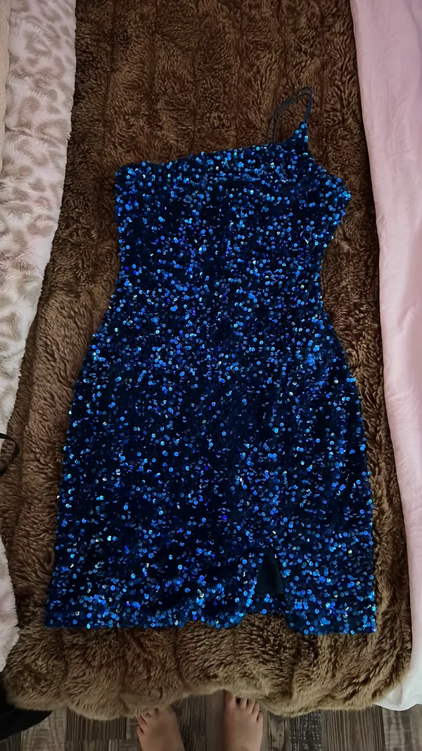 Blue Sequin Midnight Doll Dress Small  - Image 4