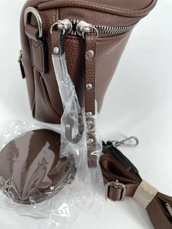 Brown Crossbody Saddle Bag‎ with Coin Pouch - Women - Image 7