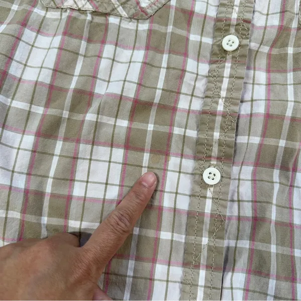Carhartt Women’s Roll Tab 3/4 Sleeve Button Up Shirt Top Plain in Light Brown XL - Image 11