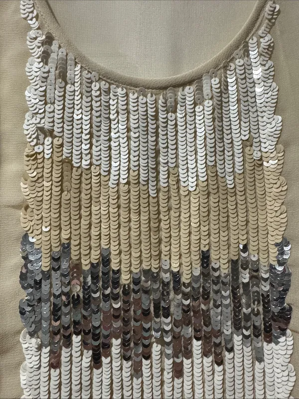 Willow & Clay Sequin-Front Cream Chiffon Tank Top - Image 3
