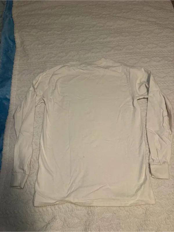 Gildan Ultra Cotton Long Sleeve Shirt Top Starbound Cream Small - Image 5