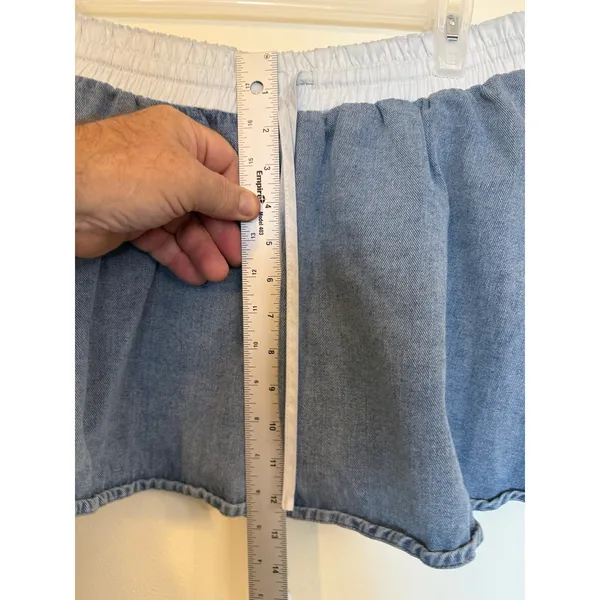 Le Lis Denim Bubble Skirt Women Medium Blue Excellent Elastic Waist Mini - Image 4