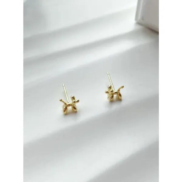 NEW Dainty Unisex Gold‎ Plated Sterling Balloon Dog Earrings, 0.7 x 0.7cm - Image 12