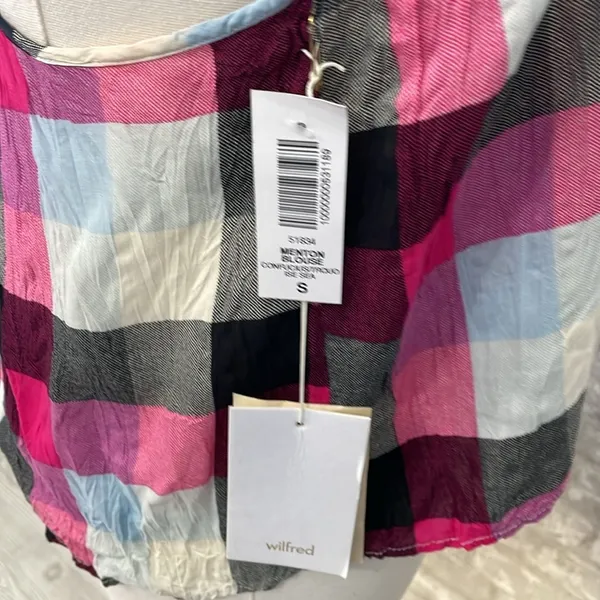 Wilfred Pink and Black Plaid Menton Blouse Tank Top - Image 4