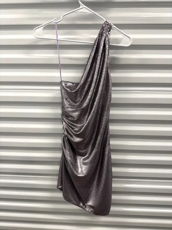 Gauge81 Nayar Sequin One Shoulder Mini Dress Lilac Purple Womens Size XS - Image 6