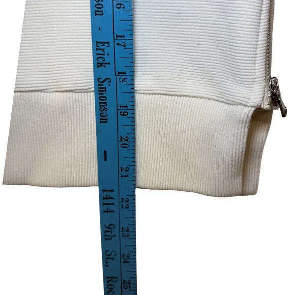 Varley Horton Side Zip Active Sweatshirt Oversized XS Ivory Cream Ribbed Flawed‎ - Image 7