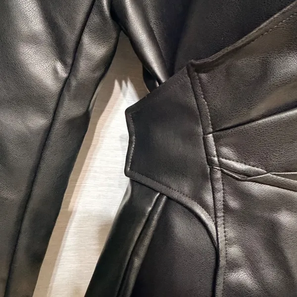 Missguided Womens Faux Leather Wrap Jacket Black Peplum Stand Collar medium - Image 5