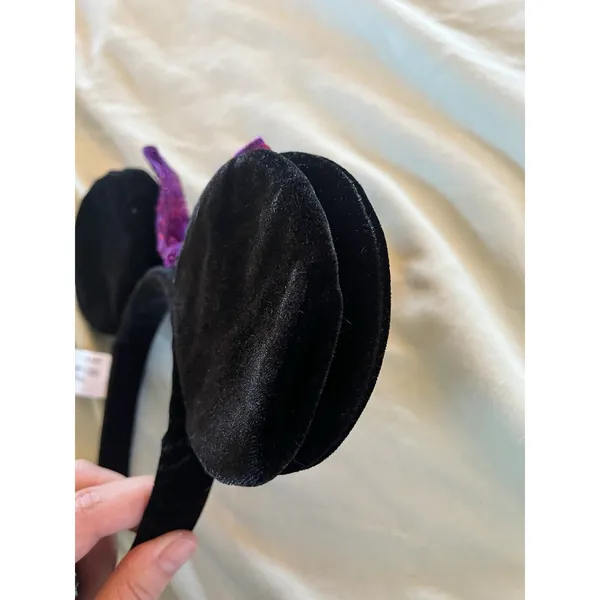 Disney Parks Minnie Mouse Pin Trader Ears Headband Only 2017 Black Purple Bow - Image 4