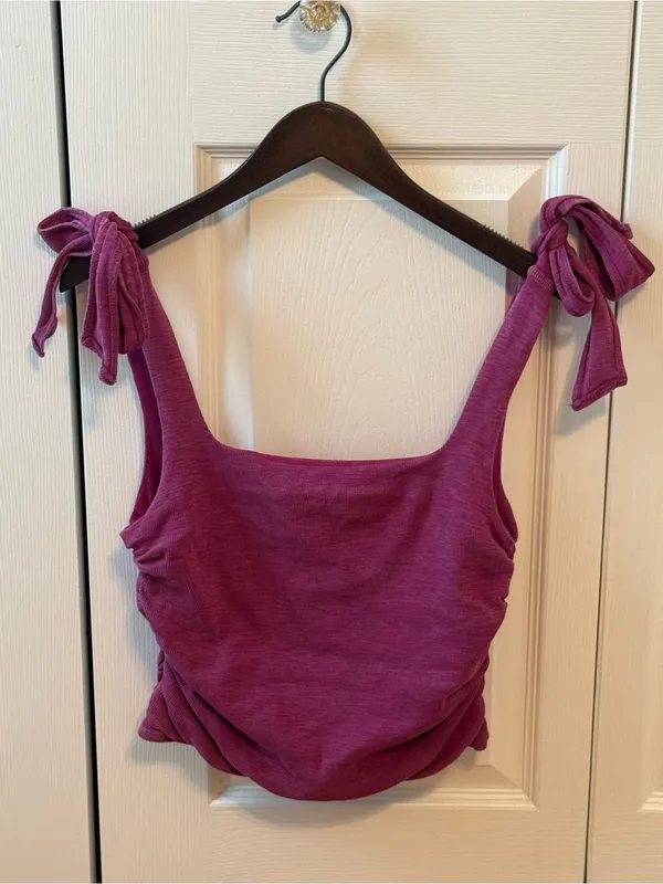 Free People Boulevard Ruched Side Tank in Fuchsia Purple - Image 2