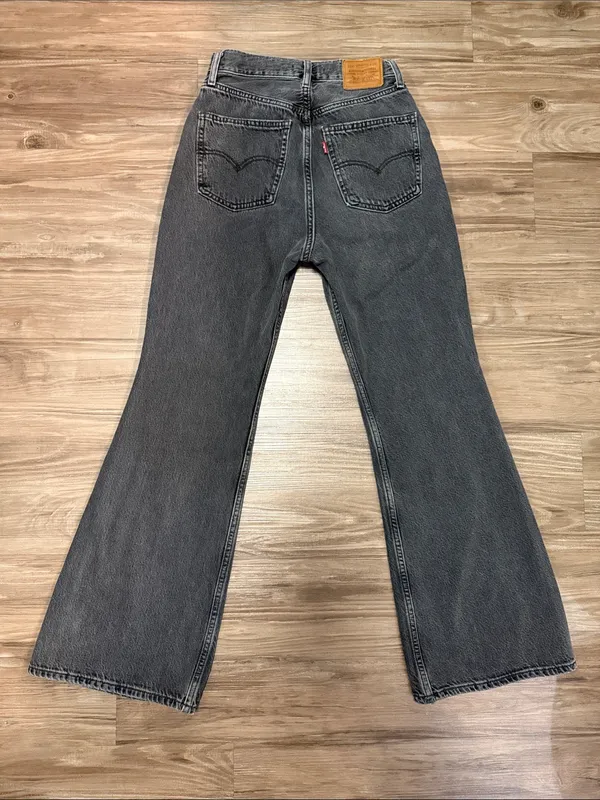 Levi’s Premium 70s High Flare Jeans Such a Doozie Black W25 L30 - Image 4