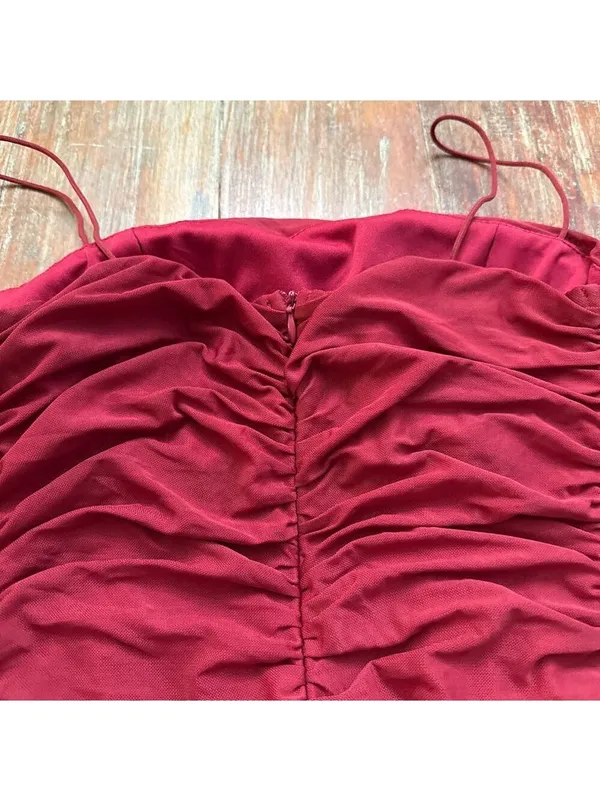 Princess Polly Deep Red Ruched Mini Dress US Size 8 - Image 11