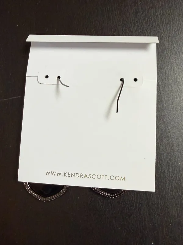 Kendra Scott Elle Drop Earrings Black Opaque Glass with gunmetal finish NEW NWT - Image 4