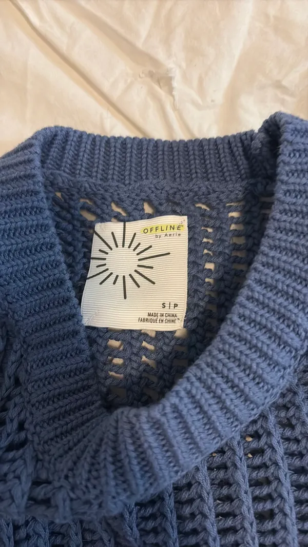 Aerie Offline Blue Crotchet Top - Image 3
