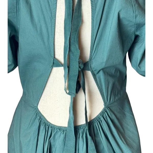 Peter Som Collective Dress Womens 12 Green Puff Sleeve Tie Fit And Flare Mini‎ - Image 10