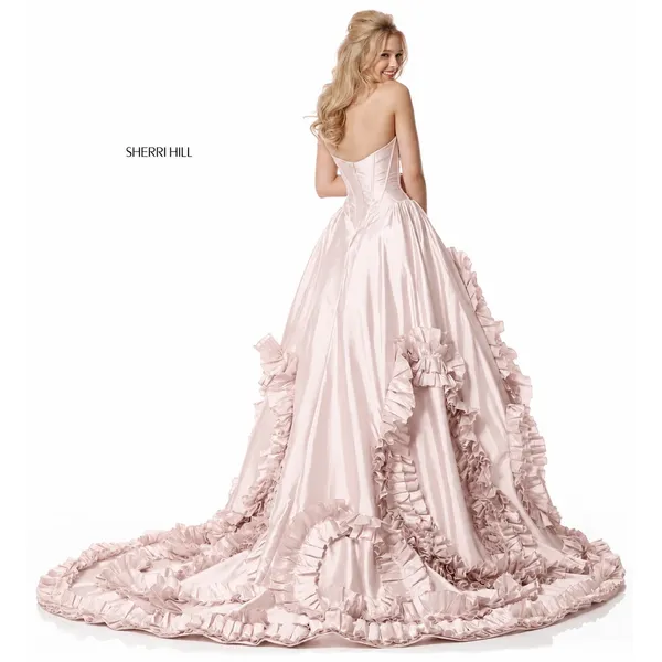 Sherri Hill‎ 51578 Strapless Ruffle Ball Gown Blush Pink Size 2 $598 - Image 2