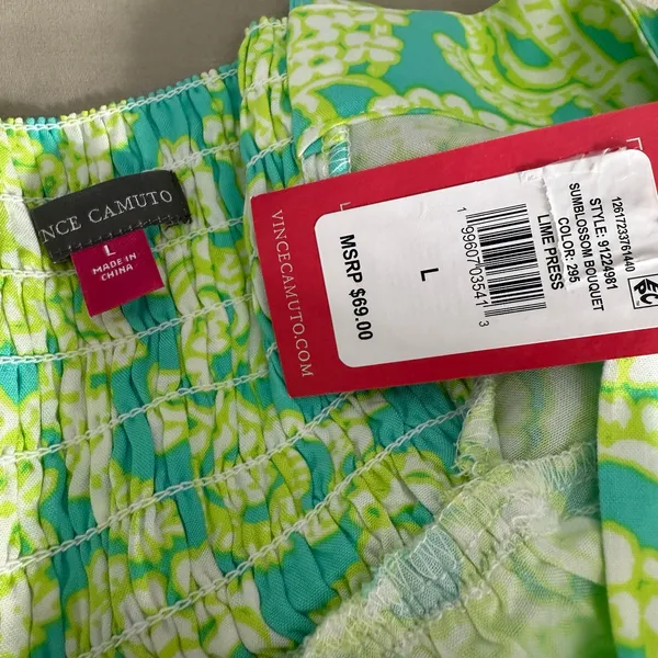 Vince Camuto Paisley Maxi Sundress, Lime Press, L - Image 3