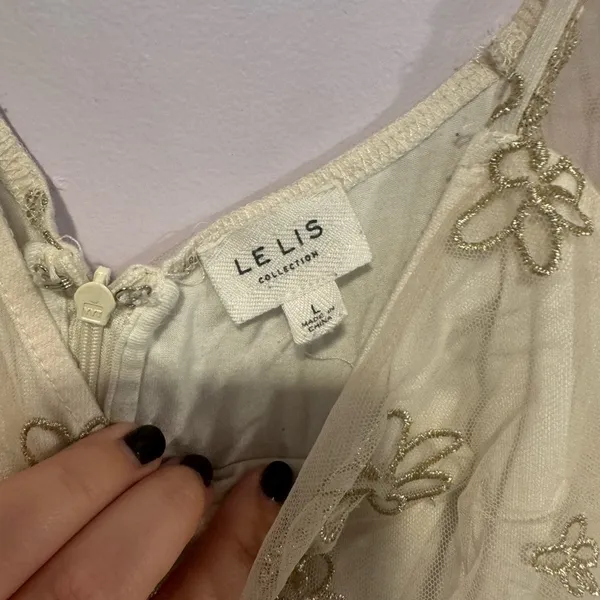 Le Lis‎ mesh floral gold and white bodysuit - Image 4