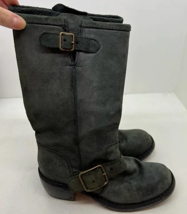 Fiorentini + Baker Mike moto Boot green pull on adjusable buckles sz 36.5 US 6.5 - Image 3