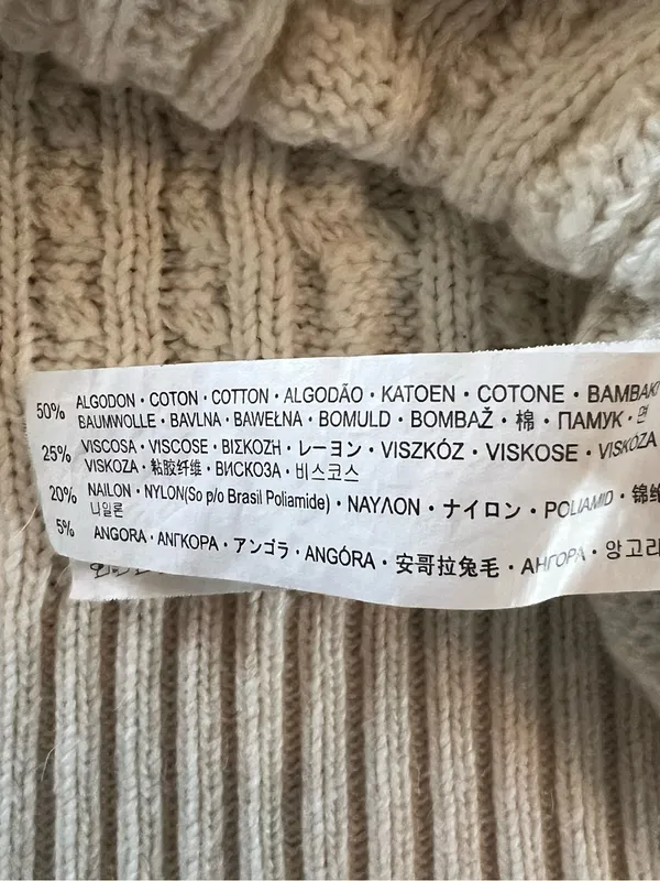 Zara Cream Cable-Knit Button Cardigan Medium - Image 7