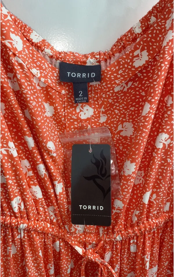 Torrid Coral Floral Babydoll Tank Midi Dress Summer Plus Size 2X - Image 3
