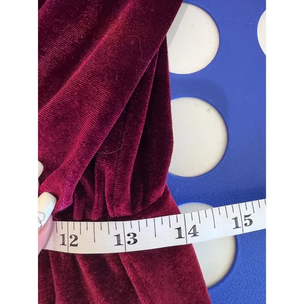 Baltic Born Velvet Maxi Dress Women Size L Burgundy V Neck Long Sleeve Formal - Image 5