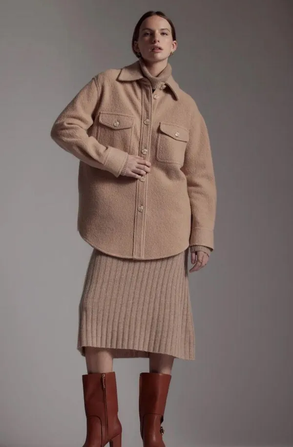 Quince Skirt Midi Cashmere Skirt Tan (oatmeal) XS - Image 2