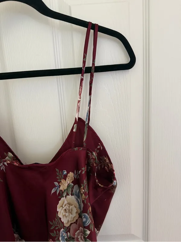 Vintage Dominique & Simone Burgundy Floral Slip Dress Size Medium - Image 9