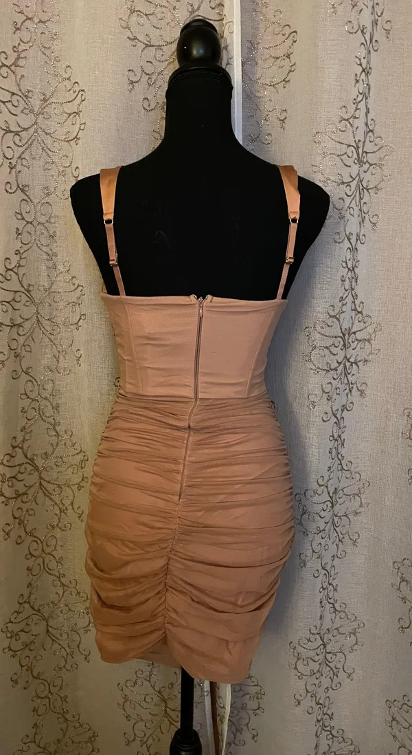 Oh Polly NWT honey sheer corset mini dress womens size 6 - Image 3
