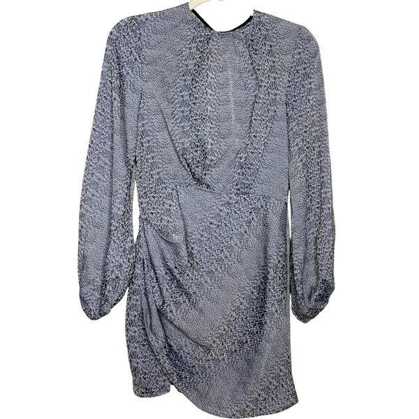 Finders Keepers Animal Print Ruched Mini Dress Blue Gray Size S - Image 2