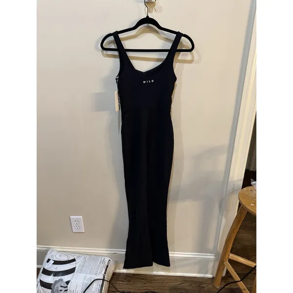 WILO THE LABEL Women's NWT Unitard Black Flare Rib Yoga/Athletic Jumpsuit - Image 3