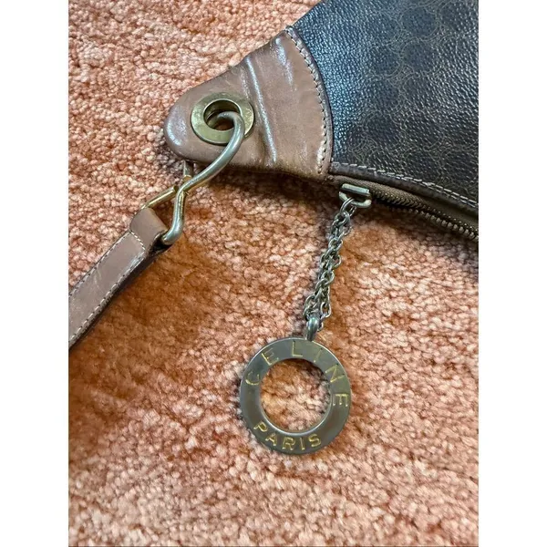 Vintage Celine Paris Brown Macadam Hobo Shoulder Bag Made in Italy - Image 2