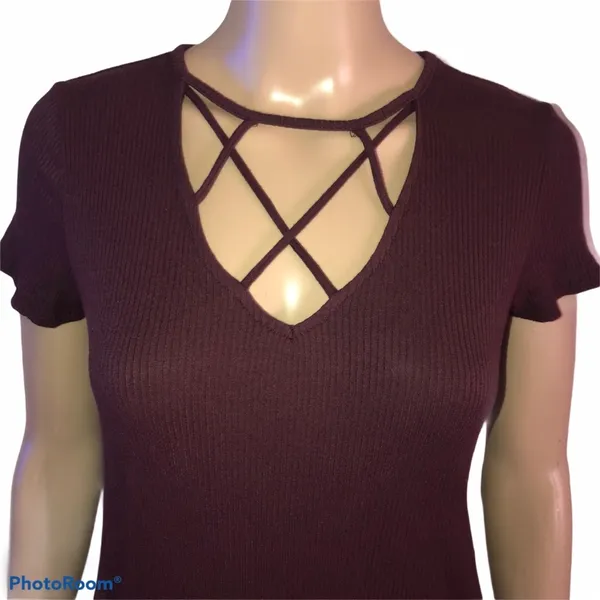 American Eagle  soft & sexy ribbed knit caged tee - Image 4