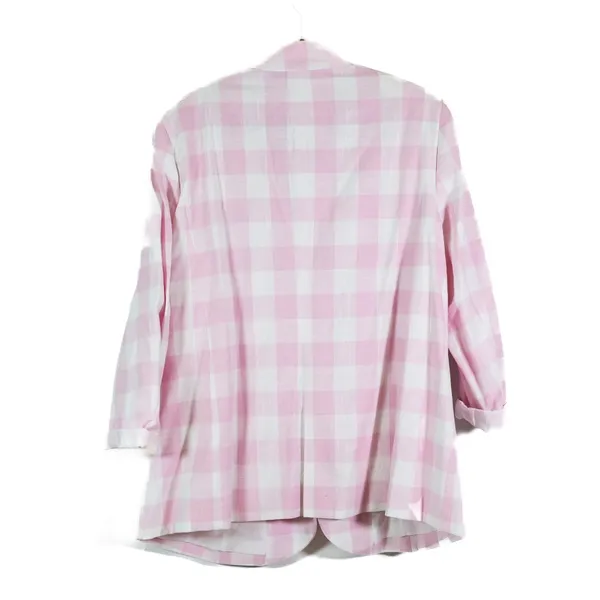 Eloquii Women's Oversized Pink White Plaid Gingham Blazer Jacket 18 - Image 4