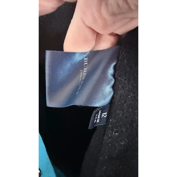 Burberry Toggle Coat Women 12 Blue Hooded Wool Liner Jacket Classic Luxury - Image 7